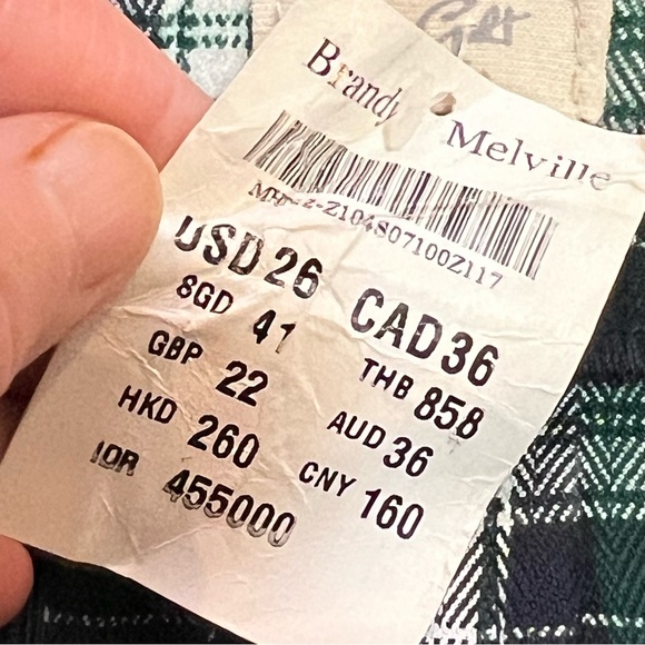 JOHN GALT BRANDY MELVILE green plaid mini skirt size 26 new with tags - Picture 4 of 5